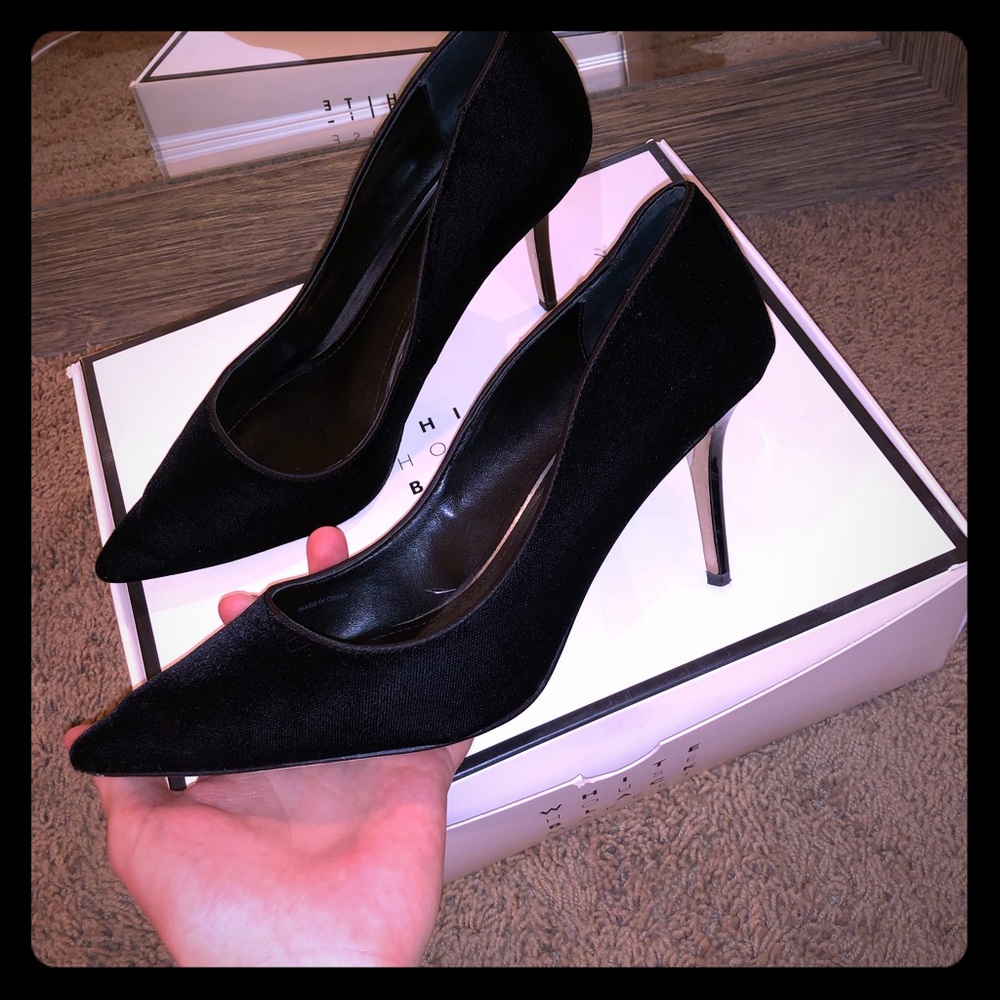White House black market velvet pointed toe heels